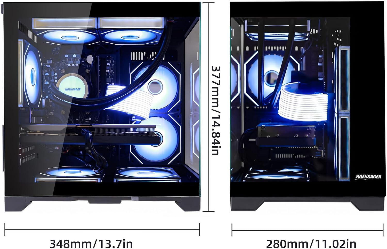 Hoengaegr Panorama Gaming PC - AMD Ryzen 7 5700X 3.4 GHz, Intel Arc B580 12GB, 16GB DDR4 RAM, 1TB PCIe SSD, 11AC WiFi, 650 PSU,Windows 11- Desktop Computer