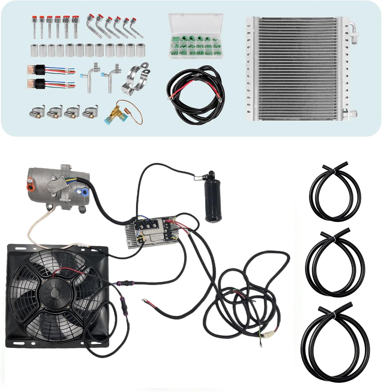 12V automobile air conditioner electric compressor, applicable to refitting automobile air conditioning system, no oil consumption air conditioning compressor kit 12V DC air conditioning unit