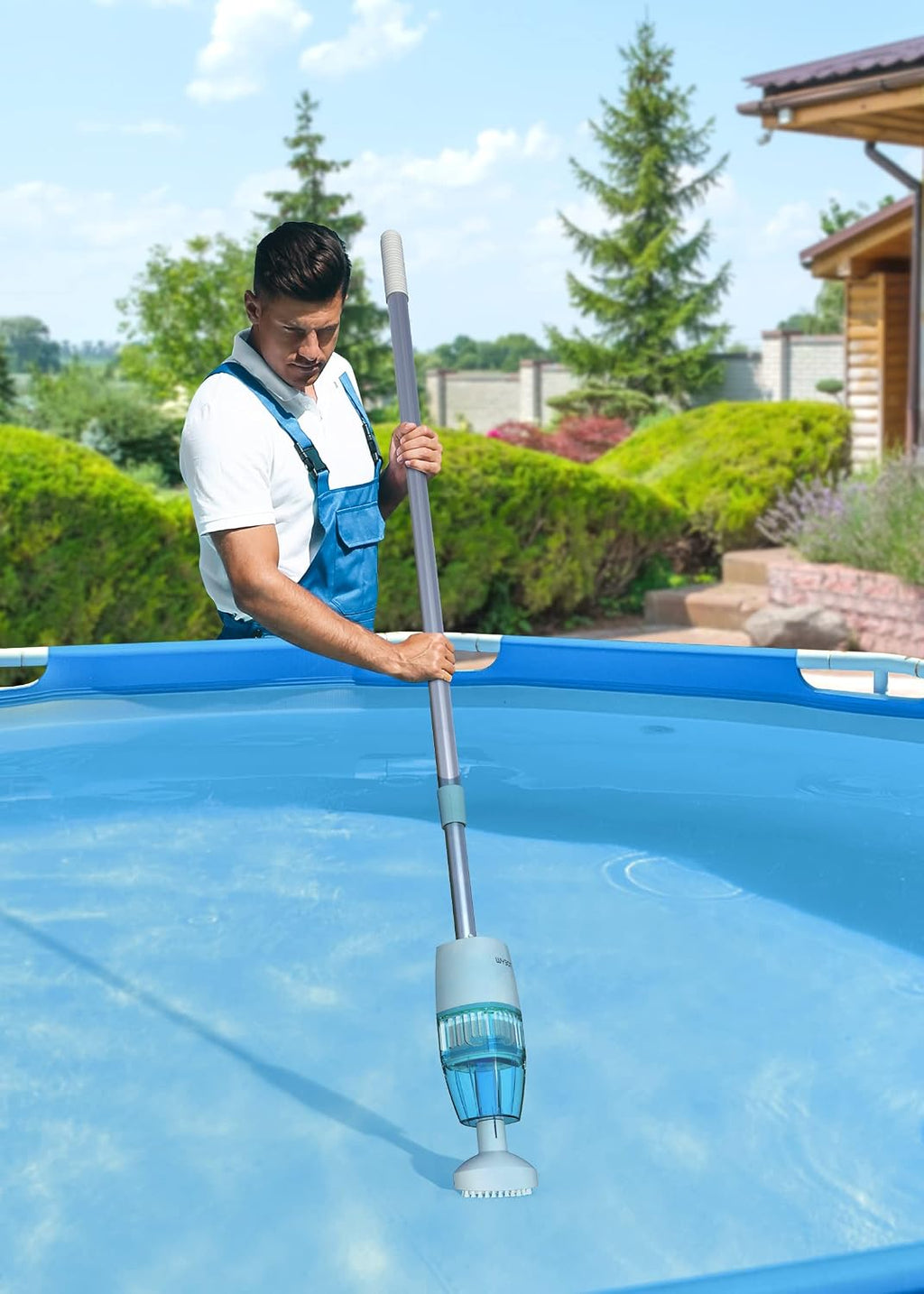 WYBOT 2024 New Cordless Handheld Pool Vacuum with Telescopic Pole, 60 Mins Runtime, Rechargeable Pool Cleaner, Deep Cleaning for Spa/Hot Tub/Small Pools - White