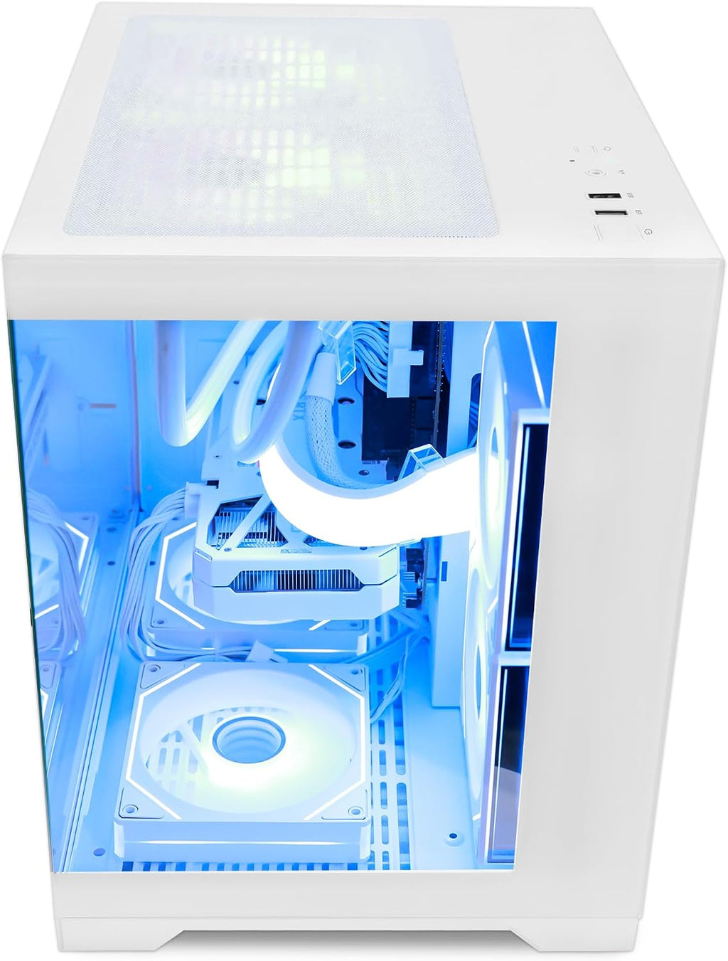 White RGB Prebuilt Gaming Desktop PC, AMD Ryzen 7 5700X 3.4GHz, GeForce RTX 5060 8GB, 32GB DDR4 RAM, 1TB PCIe SSD, 240mm AIO Liquid Cooler, WiFi Bluetooth, Windows 11 Gaming Tower Computer