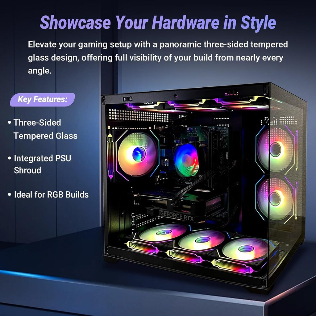 Gaming PC Computer Desktop – i7 Xeon E5 3.20 GHz 12-Core Processor, GeForce GT1030, 16GB RAM, 512GB SSD + 1 TB HDD, Wi-Fi 6 & Bluetooth 5.4, 9 ARGB Fans, Windows 11 Pro, 650W PSU