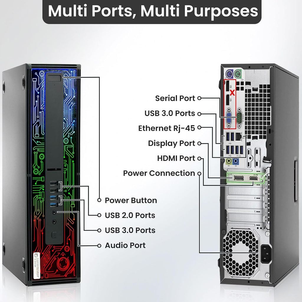 HP G2 RGB Gaming Desktop PC – Intel i7 6th Gen Processor – 16GB Ram – 1TB SSD – NVIDIA GeForce GTX 1050 Ti DDR5 – New 24-inch Monitor – Wi-Fi – Windows 11 Pro (Renewed)