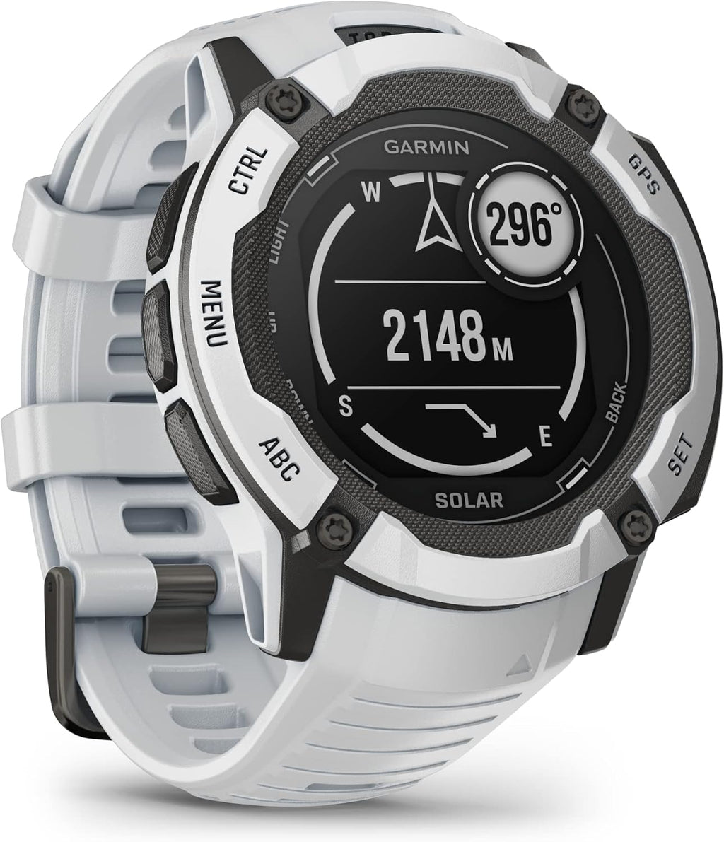 Garmin Instinct 2X Solar, Rugged GPS Smartwatch, Built-in Flashlight, Solar Charging Capability, Multi-Band GNSS, Whitestone