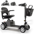 Mobility Scooter for Adults Senior,4 Wheels Electric Powered Scooter,Lightweight Mobility Scooter,with LED Headlights and Basket,Charger Included, Detachable Battery and Rotatable Seat (Grey-Black)