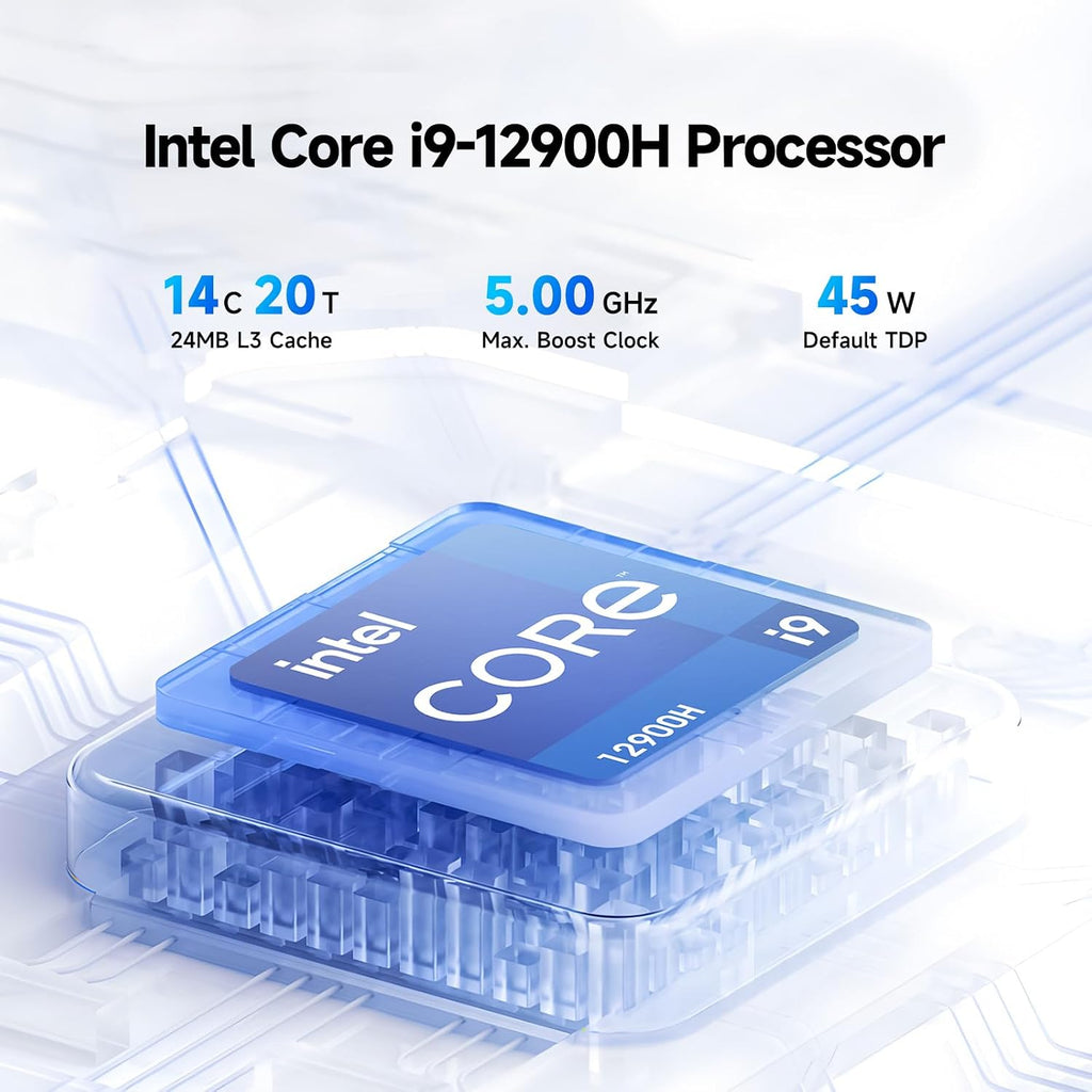 Reatan Mini PC Gaming with Intel Core i9 12900H(14C/20T 5.0 GHz), 32GB DDR5 Dual Channel 1TB Pcie4.0 SSD, Mini Triple Display Desktop Computer with Thunderbolt 4, Support 8K WiFi6 BT5.2