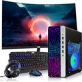 HP Gaming PC Desktop Computer – AMD Pro A10-9700,RX 550 Graphics,16GB RAM,256GB SSD,24 Inch Curved Monitor,RGB Keyboard with AI Copilot,Mouse,WiFi,RGB Headphone,Windows 11(Renewed)