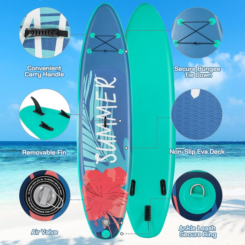 Paddle Board Inflatable 10.5'/11'x32 x6，SPORFIT Stand Up Paddle Board with Premium SUP Accessories & Backpack Extra Wide Ultra-Light Youth & Adult Standing Boat for All Skill Levels