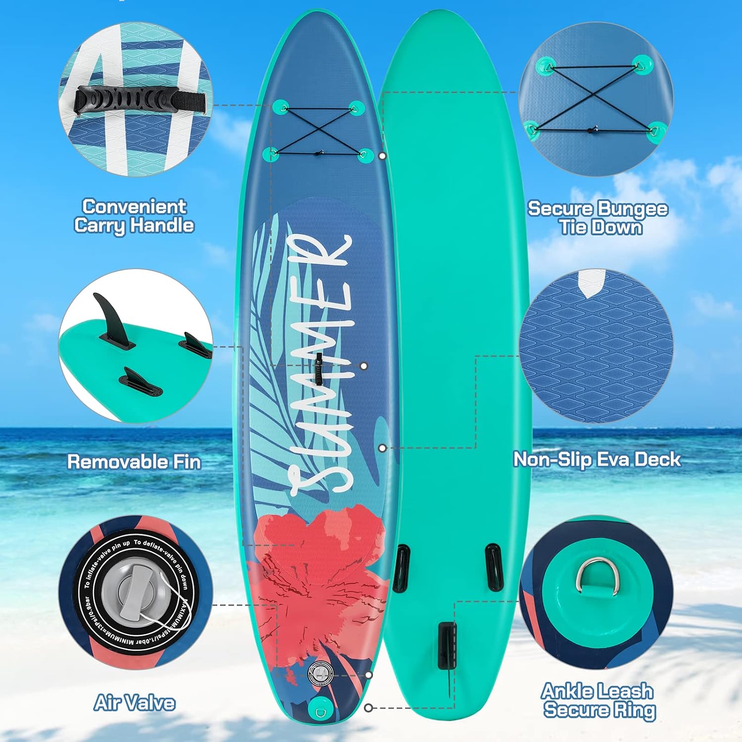 Paddle Board Inflatable 10.5'/11'x32 x6，SPORFIT Stand Up Paddle Board with Premium SUP Accessories & Backpack Extra Wide Ultra-Light Youth & Adult Standing Boat for All Skill Levels