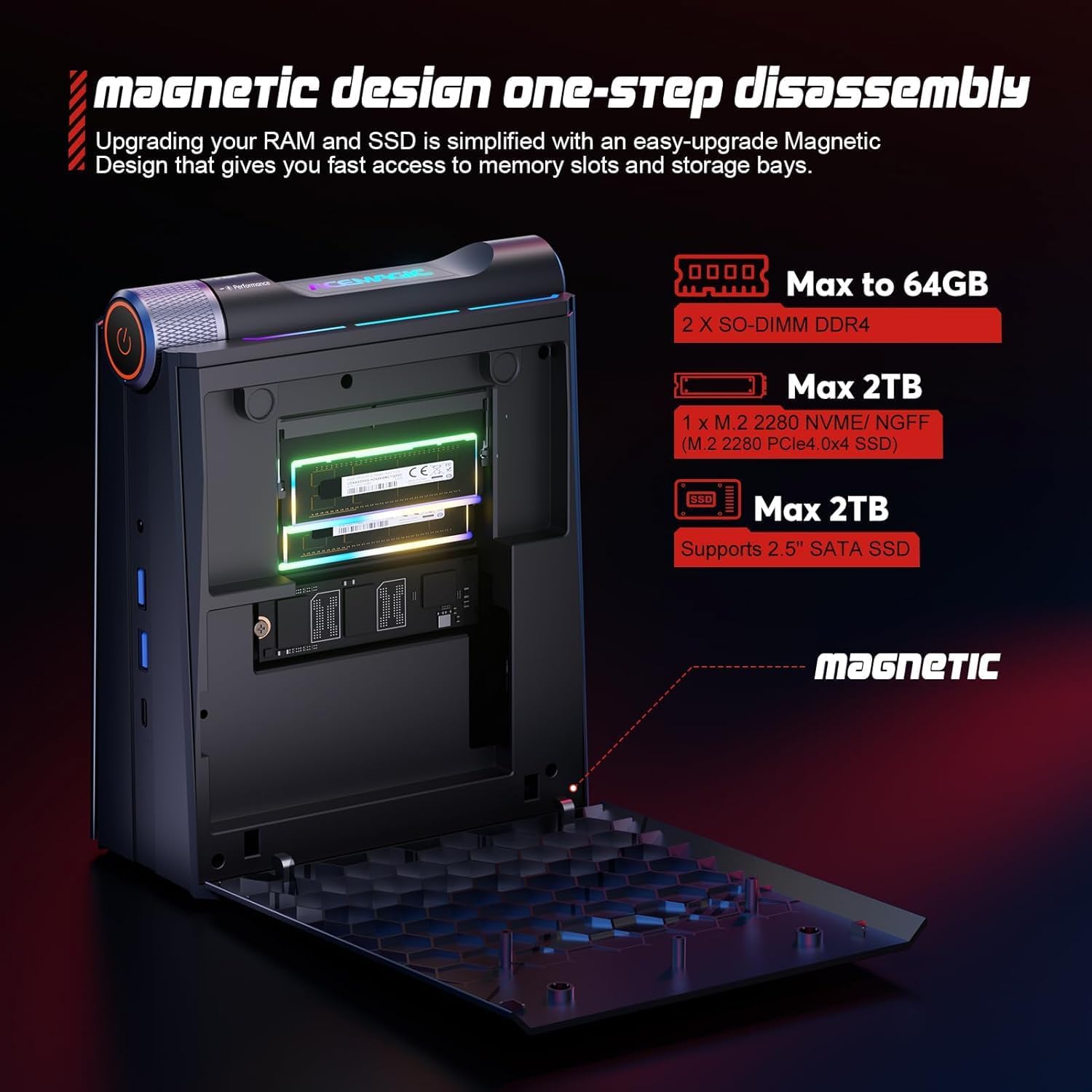 ACEMAGIC Mini Gaming PC Gaming Computer 12th i9-12900H (up to 5.0GHz, 14C/20T) 32GB RGB DDR4 512GB M.2 NVMe PCIe 4.0 SSD, Mini PC [3 Adjustable Mode/RGB Lights] Mini Computer WiFi6, BT5.2