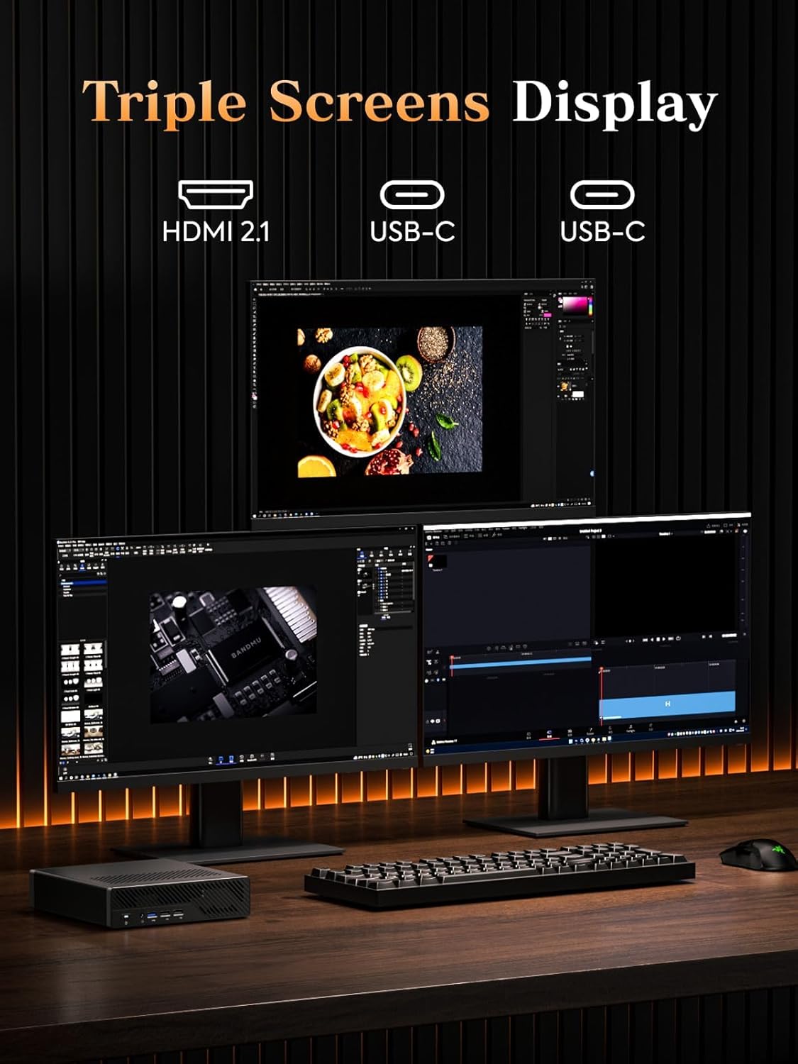 MINISFORUM AMD Ryzen 7 7745HX MS-A2 Mini PC (8C/16T, up to 5.1GHz), PCIe×16, HDMI/2x USB-C (8K@60Hz), 2X SFP+ 10G, 2X 2.5G LAN, 3X SSD M.2 (2280/22110/U.2),NO RAM/SSD/OS