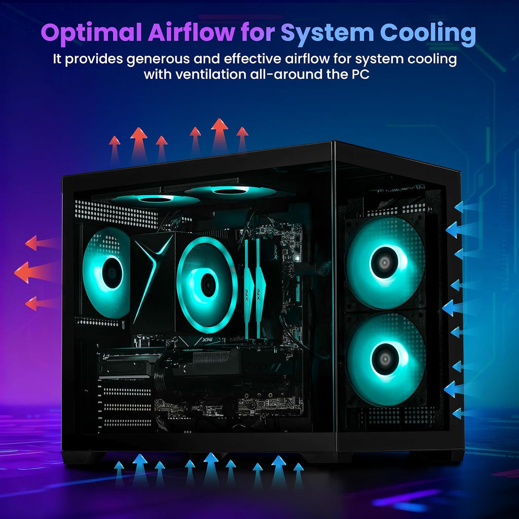 STORMCRAFT Sirius Gaming Desktop Intel i5 14400F,RTX 5060 Ti 16GB,32GB DDR5 6000 MHz,1TB NVMe SSD,B760 Chipset,USB Type-C,VR-Ready,Wi-Fi 6E,Bluetooth,Win 11 Home,AI Gaming PC Tower Computers