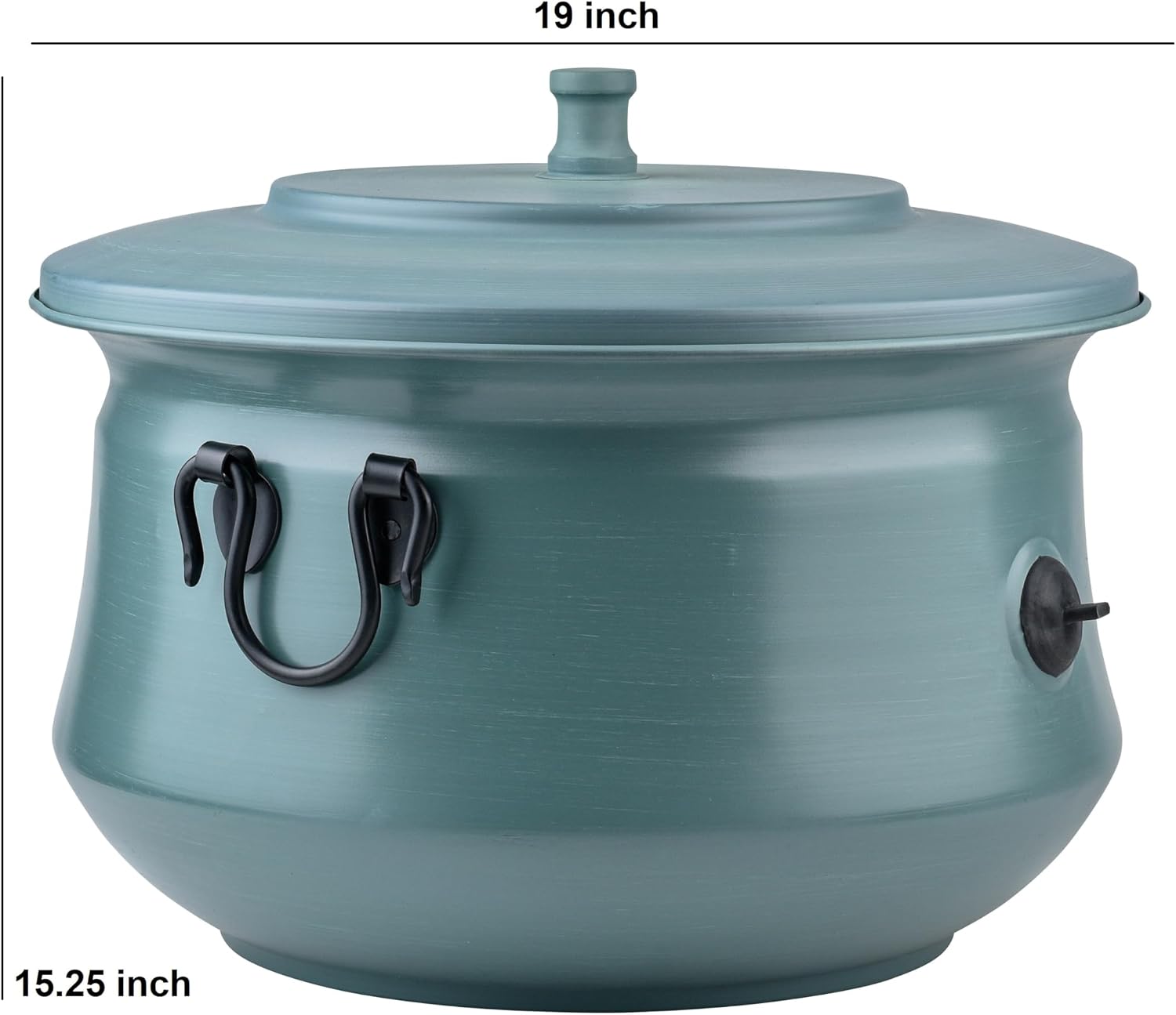 Decorative Garden Hose Holder Storage Pot with Lid | Hose Container Pot Outdoor or Indoor Use | Water Hose Hider 19x15.25 Inches,Green | Handmade (Brushed Green)