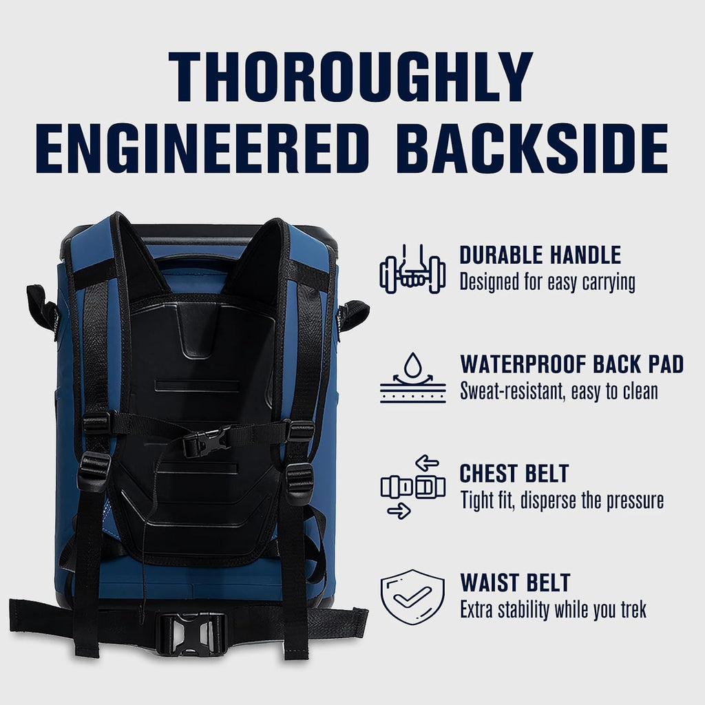 30 Can Magnetic Backpack Cooler, Zipperless Soft Cooler Backpack with Wide-Mouth Magnetic Lid, Leakproof Insulated Soft Sided Cooler for Beach, Fishing, Tailgating & Kayak