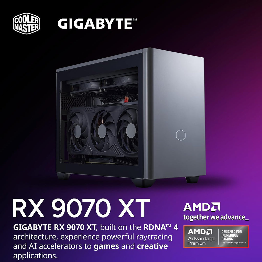 Cooler Master NR2 Pro Gaming PC – AMD RYZEN 7 9800X3D, AMD RX 9070 XT 16GB, 32GB DDR5 6000MHz, 2TB Gen4 M.2, Windows 11, V850 SFX Gold PSU, Compact Mini ITX Desktop PC