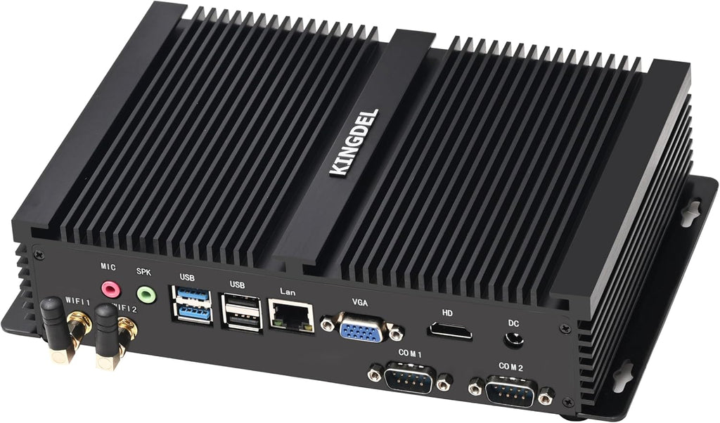KINGDEL Mini PC Gaming, Fanless Small Desktop Computer with i7 12th Gen. CPU, 4K 4096x2304, WF 6E + BT 5.3, HD Port, VGA, 8GB DDR4 RAM, 1TB NVMe SSD, 2xCOM RS232, Full Metal Case