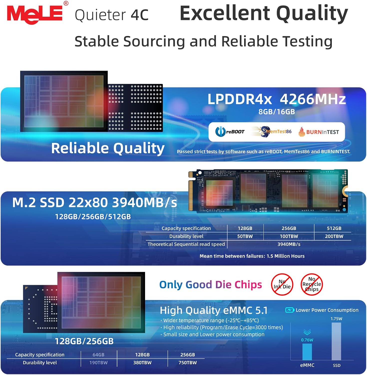 MeLE Mini PC Quieter 4C - 12th Gen N100, Fanless PC, 8GB Memory, 256GB SSD Storage, 2.4/5G Wi-Fi, Full-Functional USB-C, 4K Triple Display Desktop on Home, Office, Education, Astrophotography