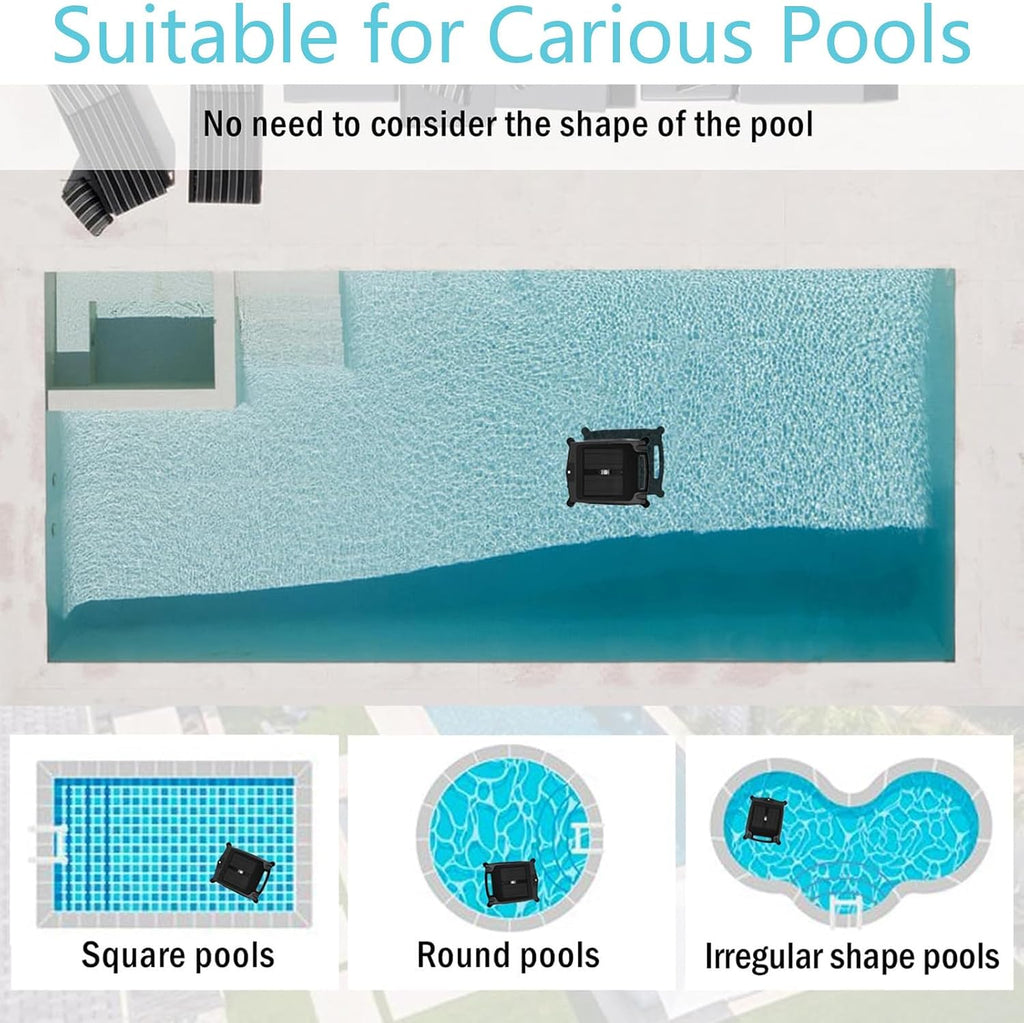 Solar Pool Skimmer, 24/7 Cleaning, Dual Charging Modes, Smart Obstacle Avoidance, for All Swimming Pool Types