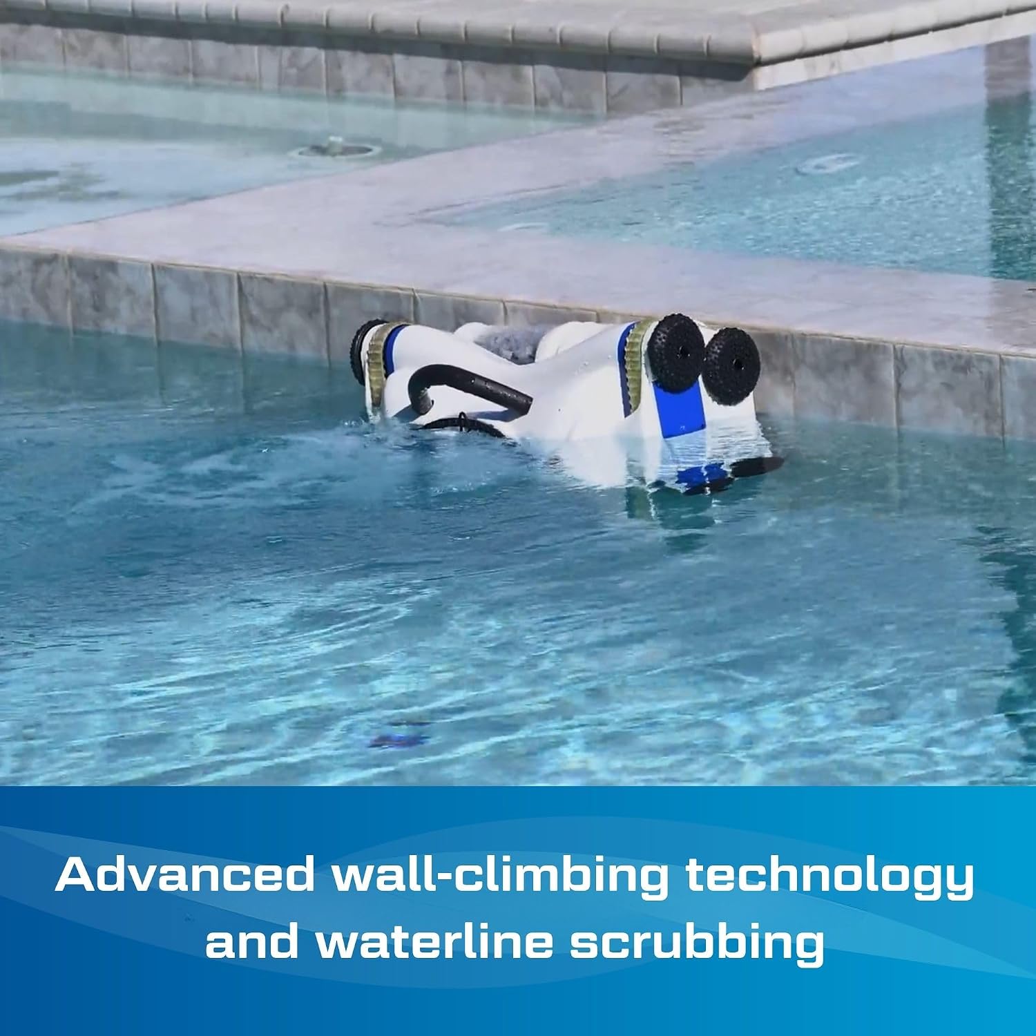 POOL BLASTER CX-1 Cordless Robotic Pool Cleaner, Automatic Vacuum for Inground and Above Ground Pools, Intelligent Wall Climbing Vac w/Strong Suction, High Capacity and Smart Scheduler