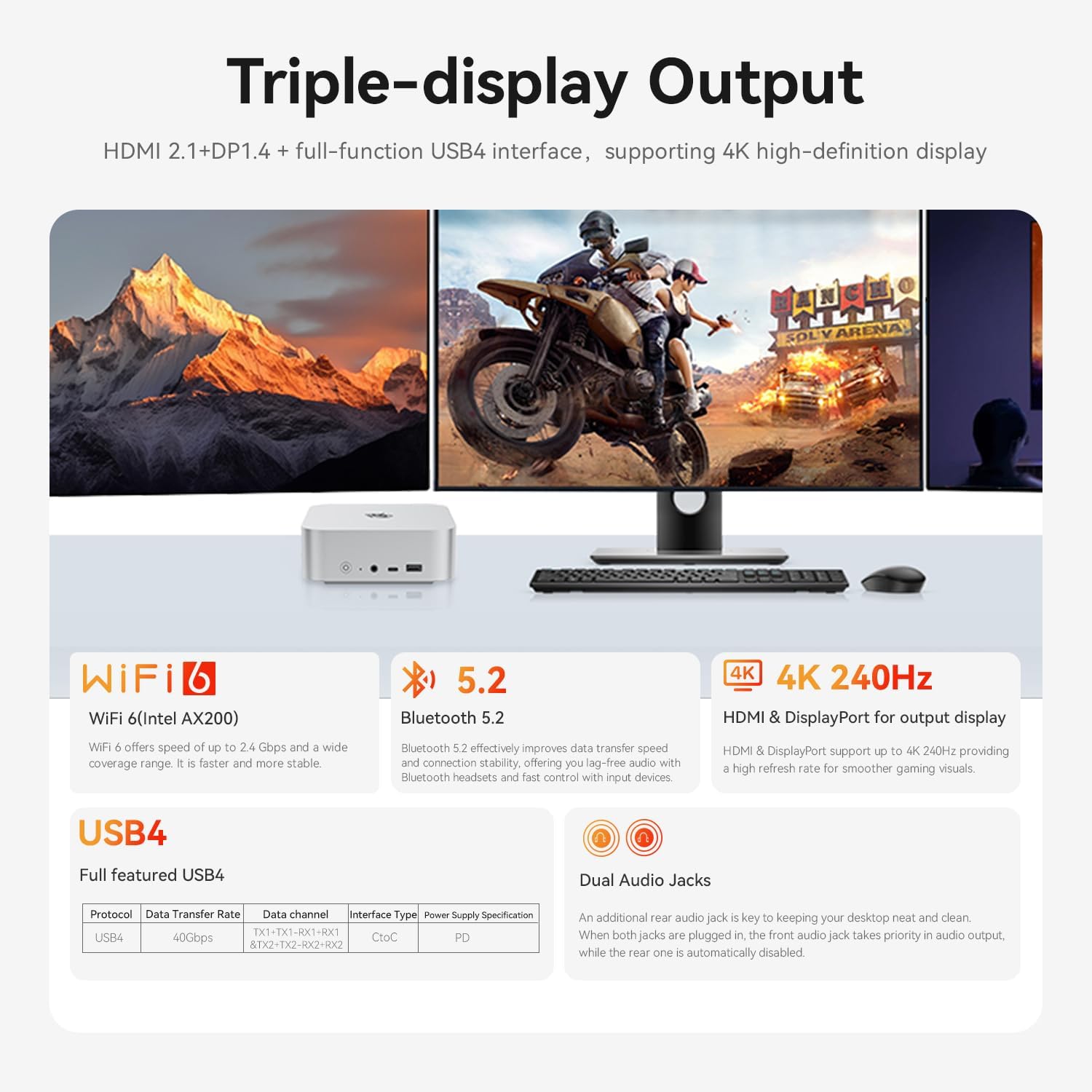 Beelink SER9 Mini PC, AMD Ryzen 7 H 255 (8C/16T up to 4.9GHz), 32GB LPDDR5 1TB PCIe4.0 SSD, SER Mini Computer Support 4K@240Hz, Triple Display, WiFi6, BT5.2, HDMI+DP, USB4