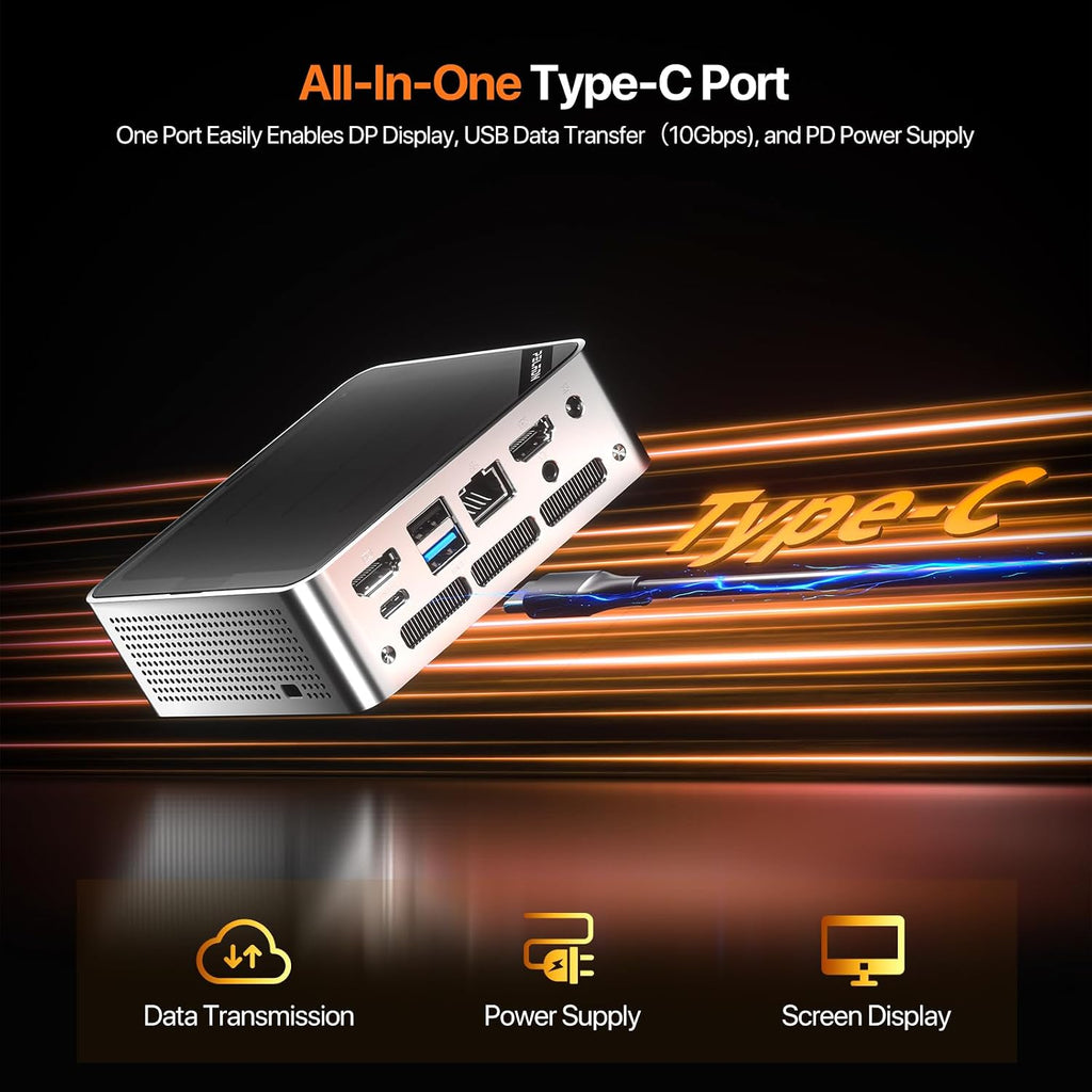 PELADN WO5 Mini PC 4300U, 8GB DDR4 RAM 256GB SSD, Ryzen 4300U Desktop Mini Computers with Dual HDMI, Type-C, USB3.2, RJ45 LAN, WiFi6, BT5.3
