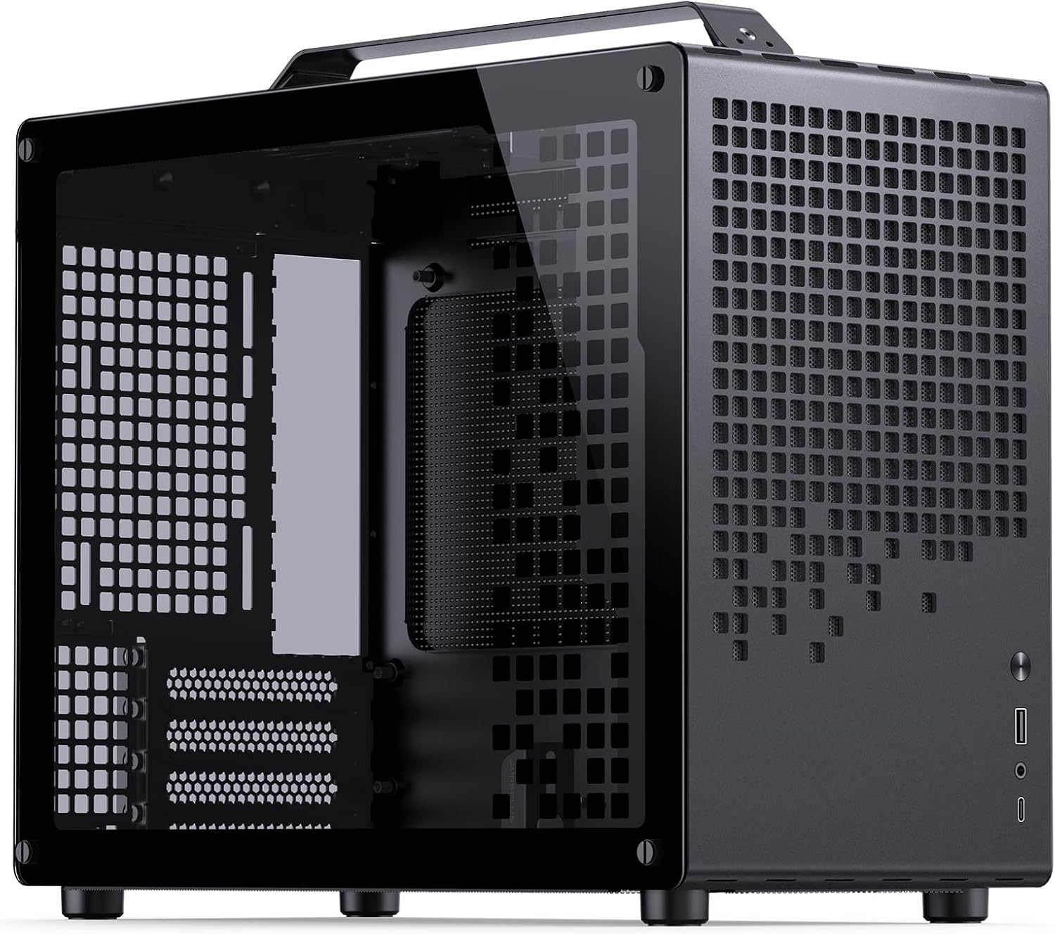 JONSBO/JONSPLUS Z20 Mesh Black Micro-ATX Mini Tower PC Case,with Detachable Carrying Handle, Mini Size, High-Performance Hardware Compatible, Support 240AIO, H160mm Cooler, Black