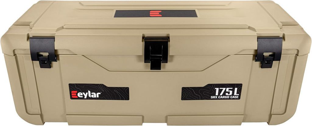 SRX-175 Overlanding Cargo Case – 175L Waterproof Storage Box for Camping, Off-Road & Truck Bed Gear – Heavy-Duty Lockable Storage with Gas Strut Lid, Stackable Design & Interior Organizer Tray (Tan)