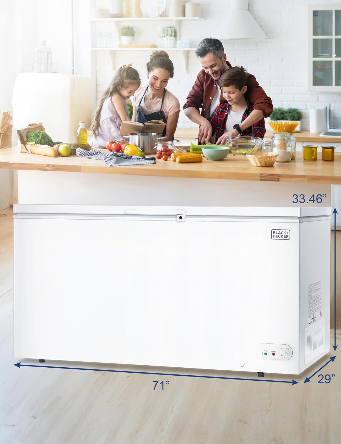 BLACK+DECKER 19.8 Cu. Ft. Chest Freezer, Deep Freezer with Top Opening, Freezer Chest with 2 Removable Storage Baskets, Mechanical Temperature Control, Manual Defrost, R600a Refrigerant,BCF1980E,White