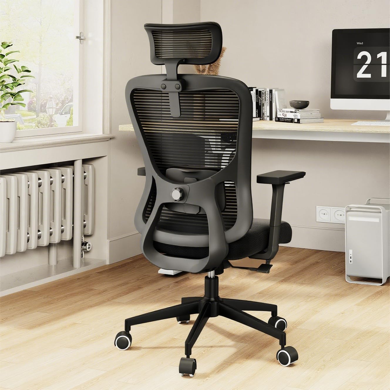 Ergonomic Office Chair - 350LB Mesh Office Chair with Adjustable Lumbar, High Back Computer Desk Chair with 3D Armrests, Comfy Chair with 2D Headrest & Tilt Function for Study, Work, Gaming