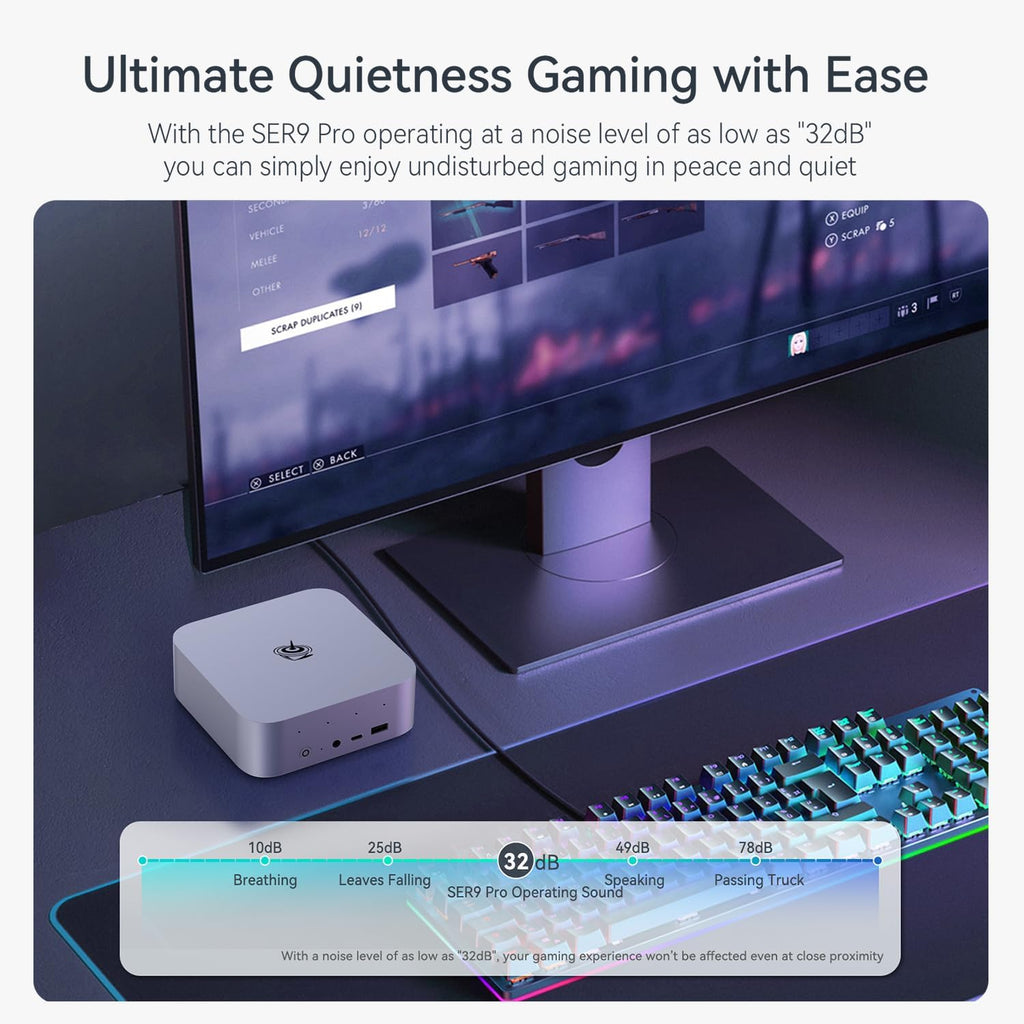 Beelink SER9 Pro Mini PC with AMD Ryzen AI 9 HX 370 12C/24T, 32GB LPDDR5X 1TB NVMe M.2 SSD, Triple Display Output, USB4, 2.5G RJ45, WiFi 6 (802.11ax), Bluetooth 5.2, W-11 Mini Gaming Computer(Gray)