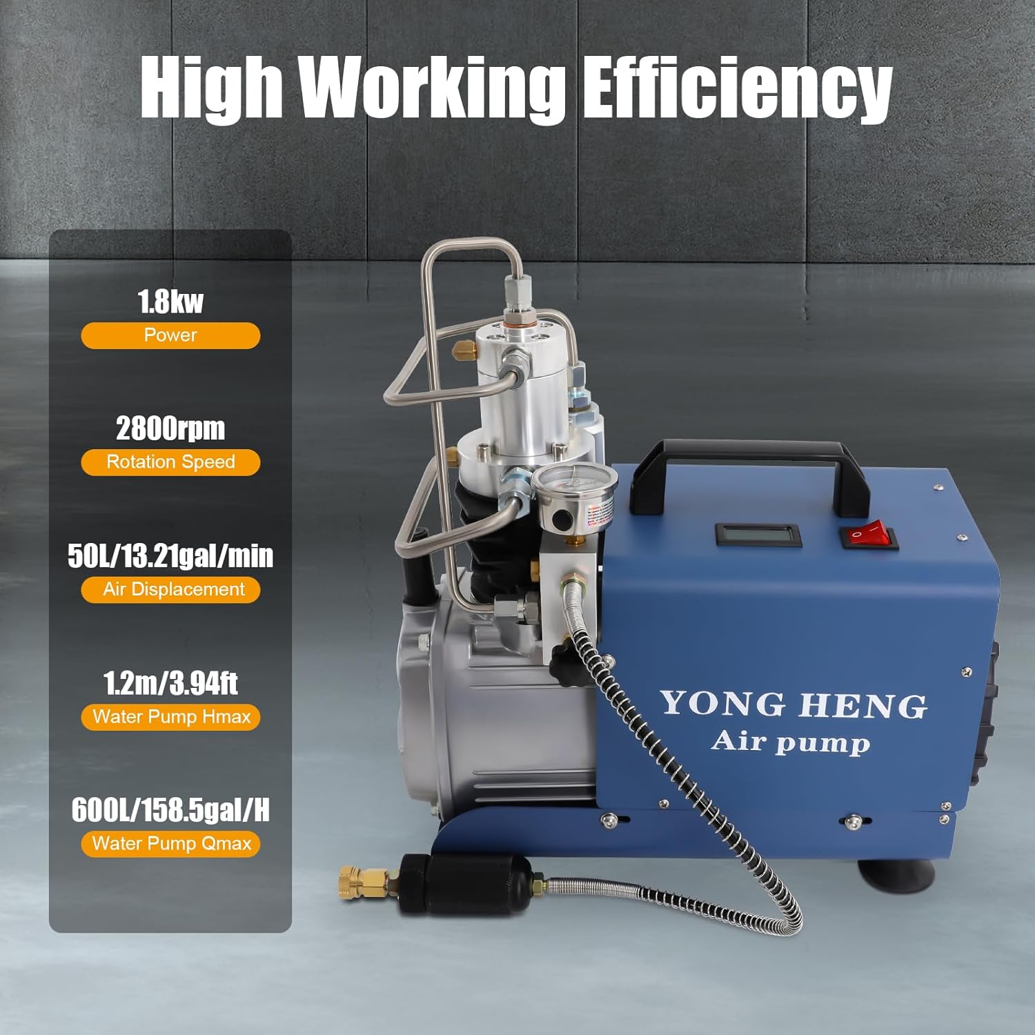 Electric 4500psi PCP Air Compressor Pump, 30MPa Portable High Pressure Air Compressor Inflator PC P, Two-Stage Compression PCP Air Pump