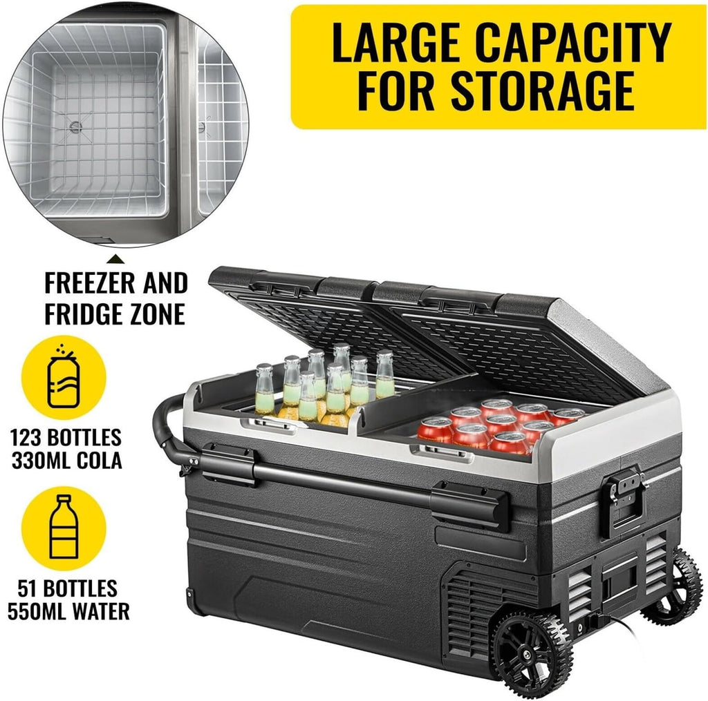 Car refrigerator 75L 95L Small Car Fridge 12V/24V Portable Fit For Mini Dual Storage Zone Refrigerator Compressor Truck Freezer Cooler Home Use Car mounted freezer(95 L)