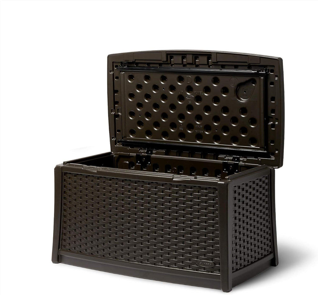 Suncast Elements Outdoor Resin Wicker Coffee Table with Storage, Java (2 Pack)