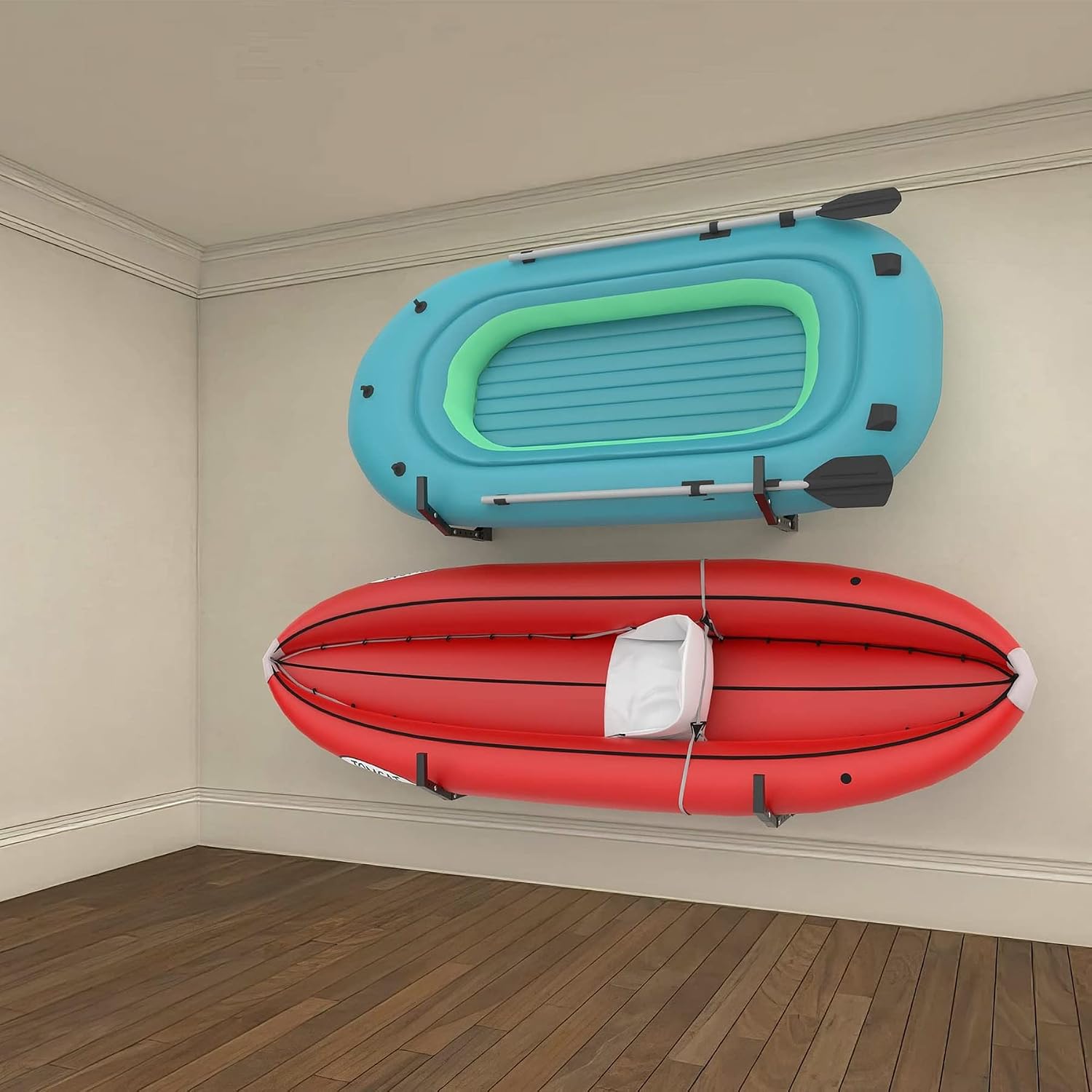 TORACK Kayak Storage Rack, Wall Mount Kayak Hooks for Garage Utility Storage Hangers for Kayak, Surfboard, Skiis, Snowboard, Paddle Board(Pack of 4)