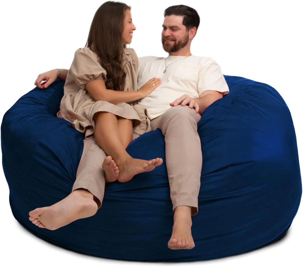 ULTIMATE SACK 6000 6-Foot Bean Bag Chair, Navy Suede Cover – Oversized Foam Lounger, Floor Seat, Small Sofa, or Couch Bed for Living Area, Gaming Room, or Reading Lounge