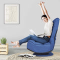 FANTASK 360 Degree Swivel Floor Chair, Folding Floor Sofa w/ 5 Adjustable Positions & Backrest, Lazy Lounge Chair for Relaxing Reading Gaming TV Watching (Navy Blue)