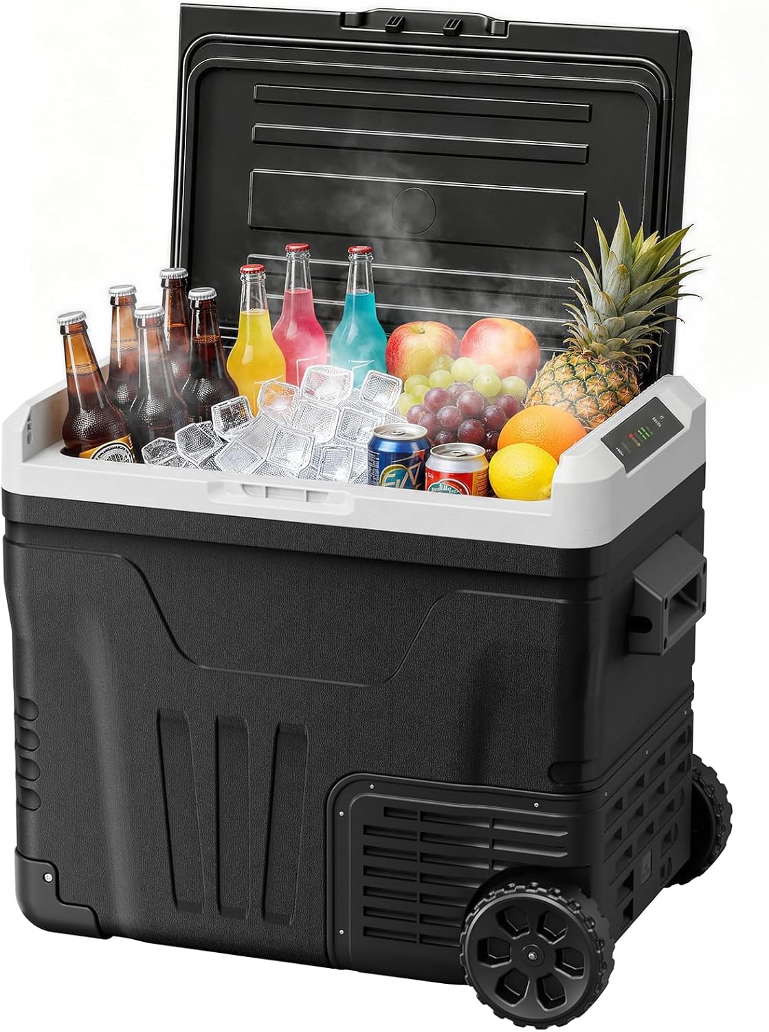Antarctic Star 12 Volt Refrigerator 53QT(50L) Compressor Electric Cooler, Car Fridge -4℉~68℉, Portable Freezer 12V/24V DC 100-240V AC, 12V Cooler with Wheels & Handle for Travel,Camping,Truck, Black