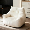 Fuzzy Bean Bag Chairs for Adults with Armrests & Back Support, Oversized Fireside Chair Alternative, Plush Floor Sofa Bed for Living Room, Bedroom, Dorm, Lounge, Gaming White