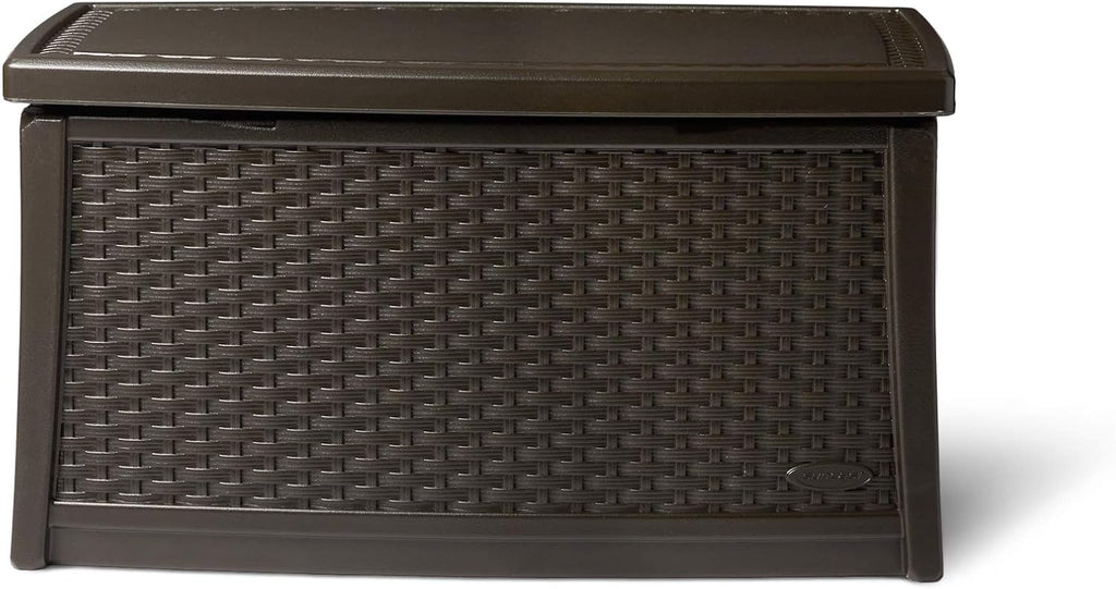 Suncast Elements Outdoor Resin Wicker Coffee Table with Storage, Java (2 Pack)