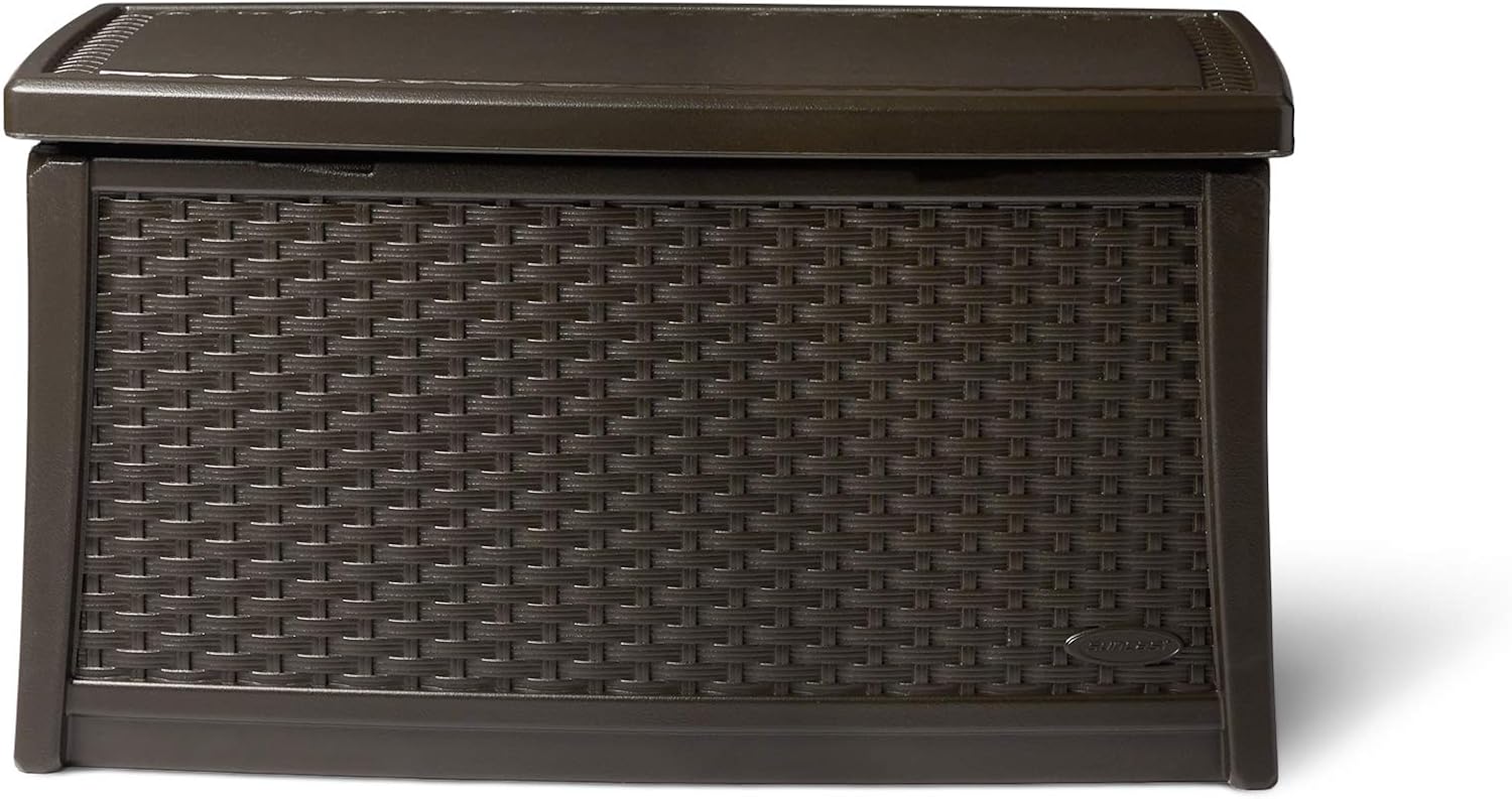 Suncast Elements Outdoor Resin Wicker Coffee Table with Storage, Java (2 Pack)