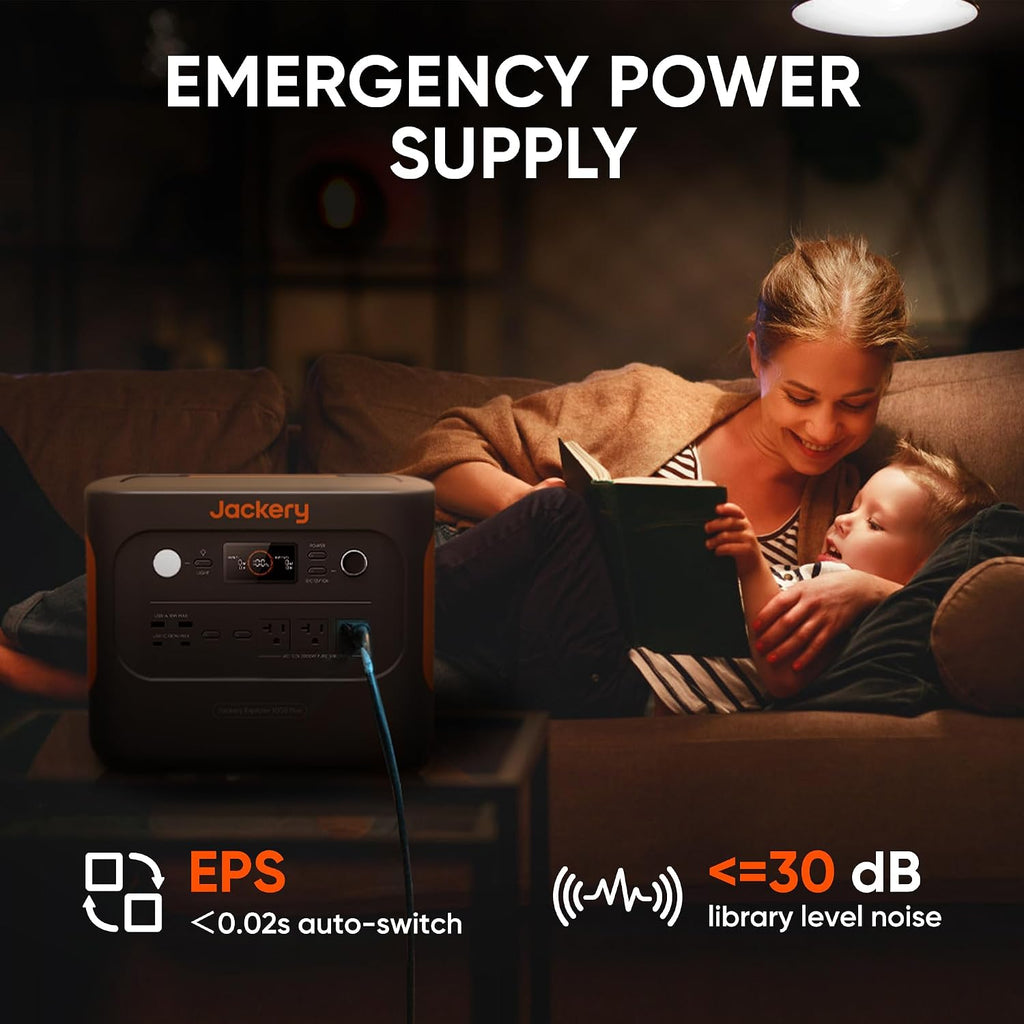 Jackery 1000 Plus Solar Generator, 1264Wh Portable Power Station with 100W Solar Panel, 2000W Output Backup Power for Outdoor Camping, Power Outages(Renewed)