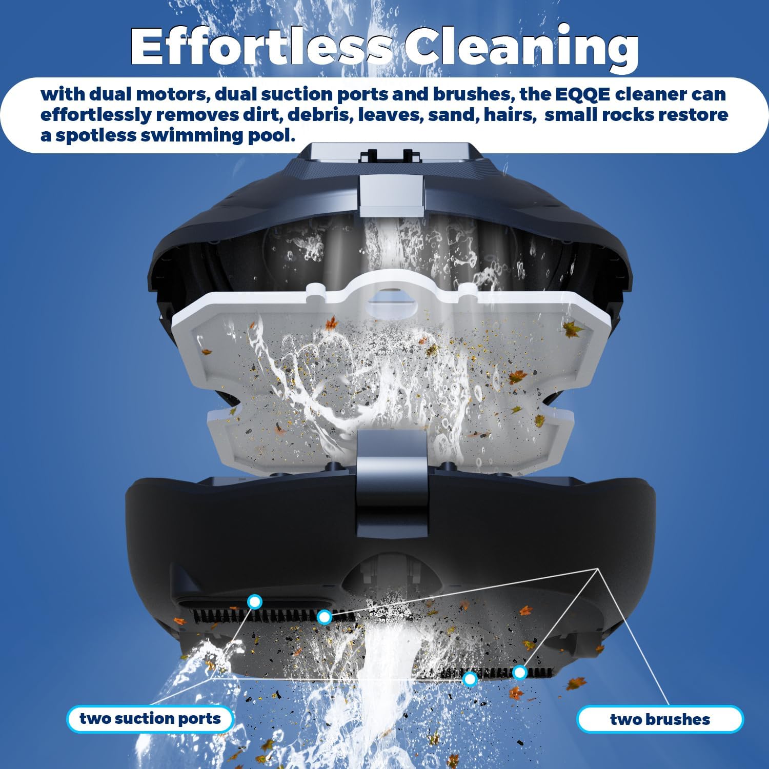 SP1 Cordless Robotic Pool Cleaner, Pool Robot, Floor Only Automatic Pool Vacuum for Cleaning Above-Ground Flat-Bottom Swimming Pools up to 860 sq.ft, 2.5h Fast Charging, 120 Mins Runtime