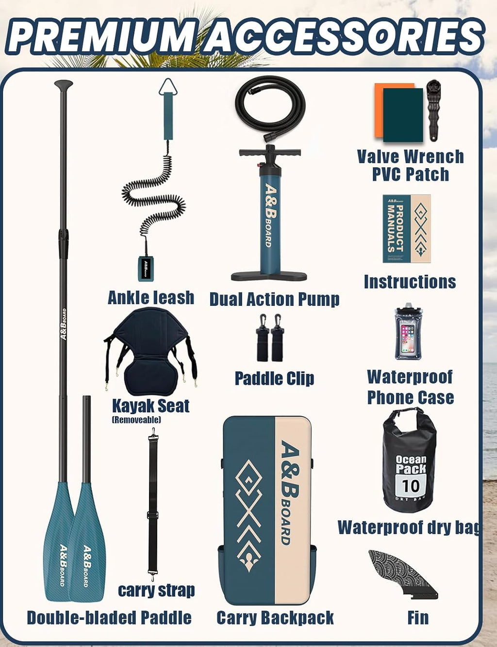 ABBOARD Inflatable Stand Up Paddle Board - Extra Wide Fishing Paddleboard with Sup Accessories Youth/Adults