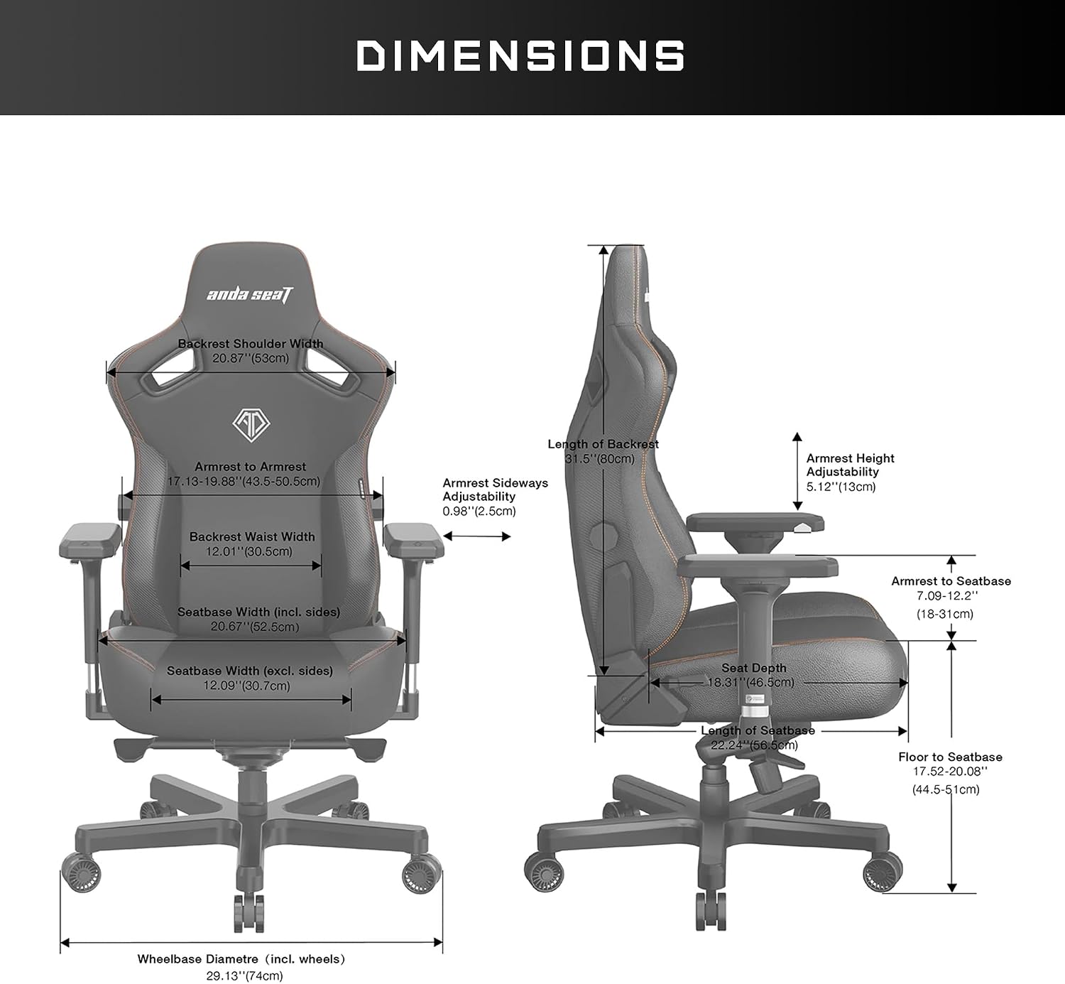 Anda Seat Kaiser 3 Large Gaming Chair for Adults - Ergonomic Brown PVC Leather Gaming Seat with Lumbar Support, Comfortable Office Chair with Neck Support - Heavy Duty Wide Computer Seat