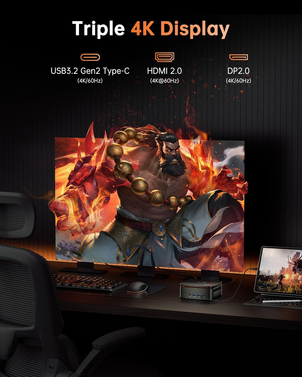 KAMRUI Mini Gaming PC, Hyper H1 win-11 Pro AMD Ryzen 7 7735HS (Beat 7730U/6800U, Up to 4.75GHz) Mini PC, 24GB LPDDR5 5500MT/s 512GB SSD Micro Pc, Mini Computer Triple 4K Display/2.5G LAN/WiFi6/BT5.2