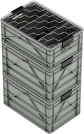 SIDIO CRATE Pro Pack - Two Full Size and One Half Size Heavy Duty Stackable Storage Bins, Totes and Containers with Lids and Dividers - Durable Organizer for Home, Office, Garage, and Outdoor Use
