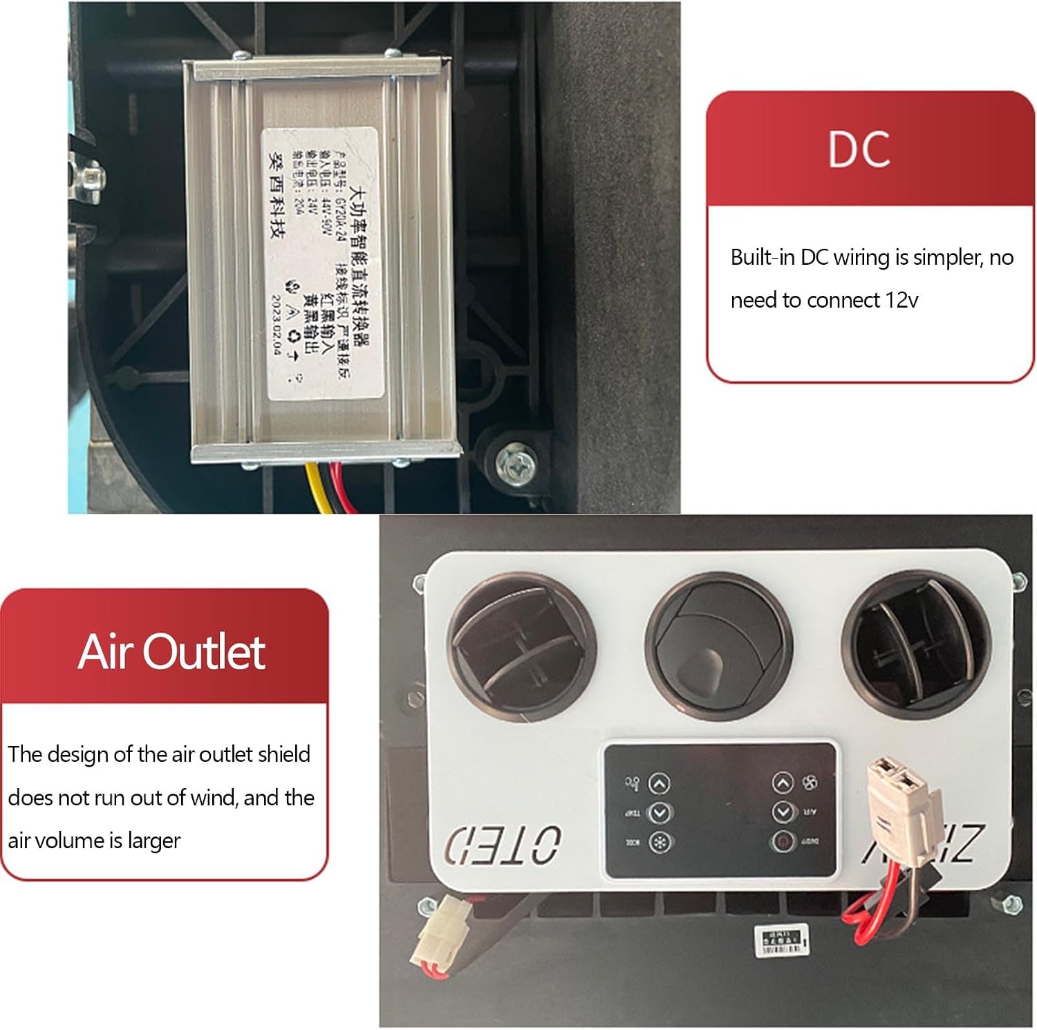 RV Air Conditioner Rv Air Conditioner, 12-72V Electric Roof Air Conditioner, Rooftop A/C Scroll Compressor, Ultra-Thin Fast Cooling Ac, Suitable for Automotive（White-12V）