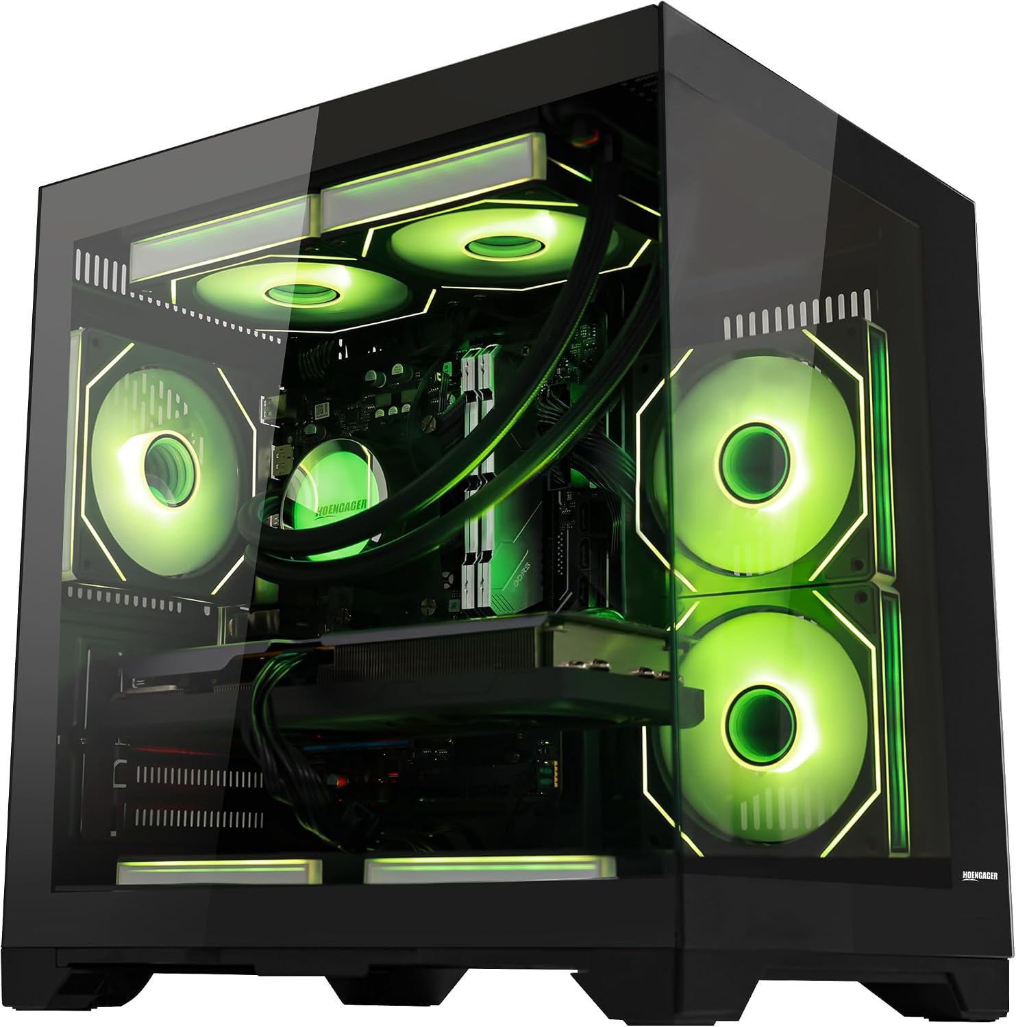 Panorama Gaming PC Desktop AMD Ryzen 5 9600X 6-Core 3.9GHz, Radeon RX 9060 XT 16GB, 32GB DDR5 RAM 6000MHz,1TB PCIe SSD, WiFi&BT Prebuilt PC 650W PSU,Liquid Cooler,Windows 11,