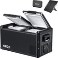 ICECO VL75ProD Portable Refrigerator, 12v Dual Zone Fridge Freezer with SECOP, 79Qt 12V Car Freezer with Reversible Lid, 0°F to 50°F, Car Fridge Portable AC/DC| With Battery+Solar Panel