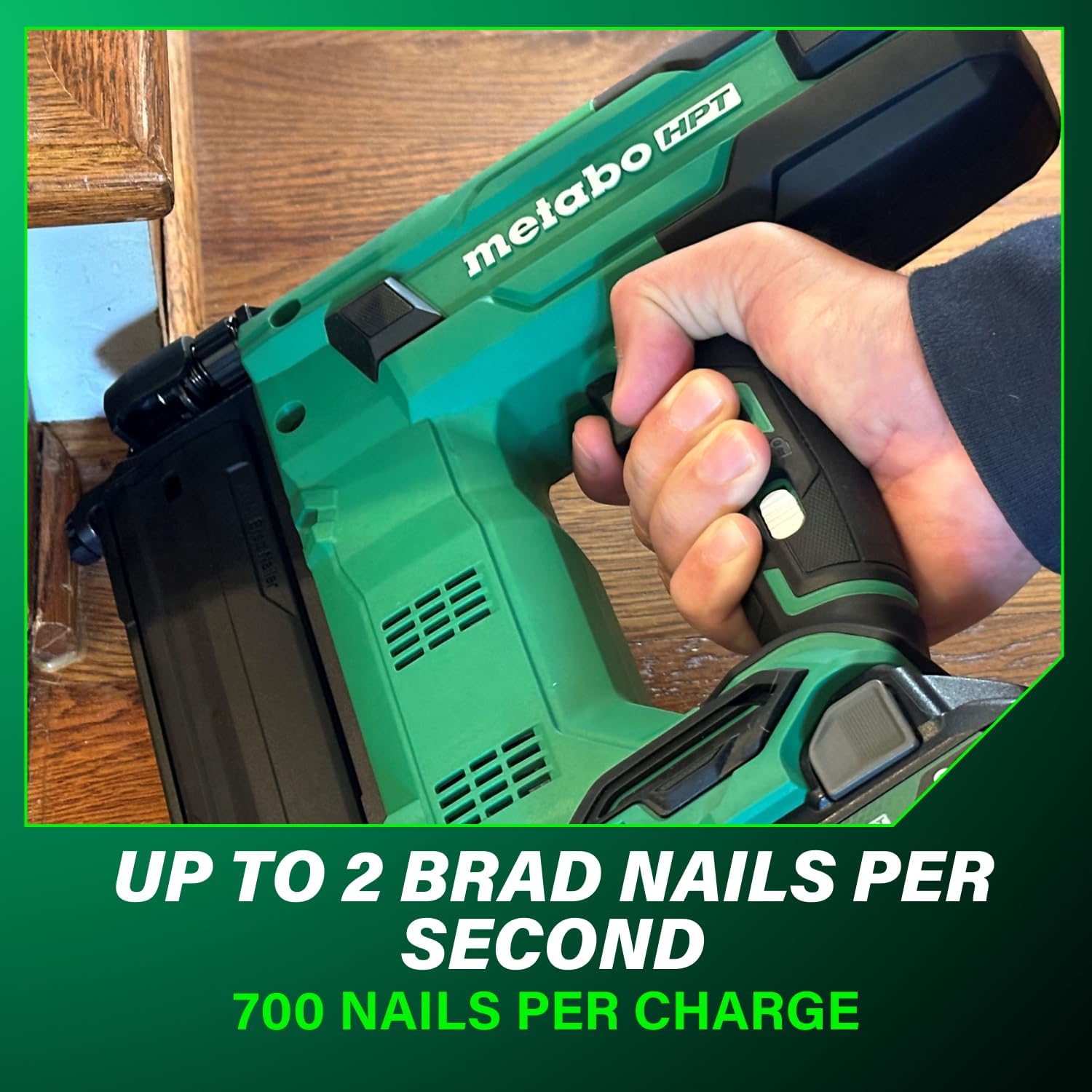Metabo HPT 18V MultiVolt Compact Cordless Brad Nailer Kit, 18 Gauge Nailer with Power Tool 2.0Ah Lithium Ion Battery, Drives 5/8' to 2' Brad Nails, 700 per Charge, NT1850DG