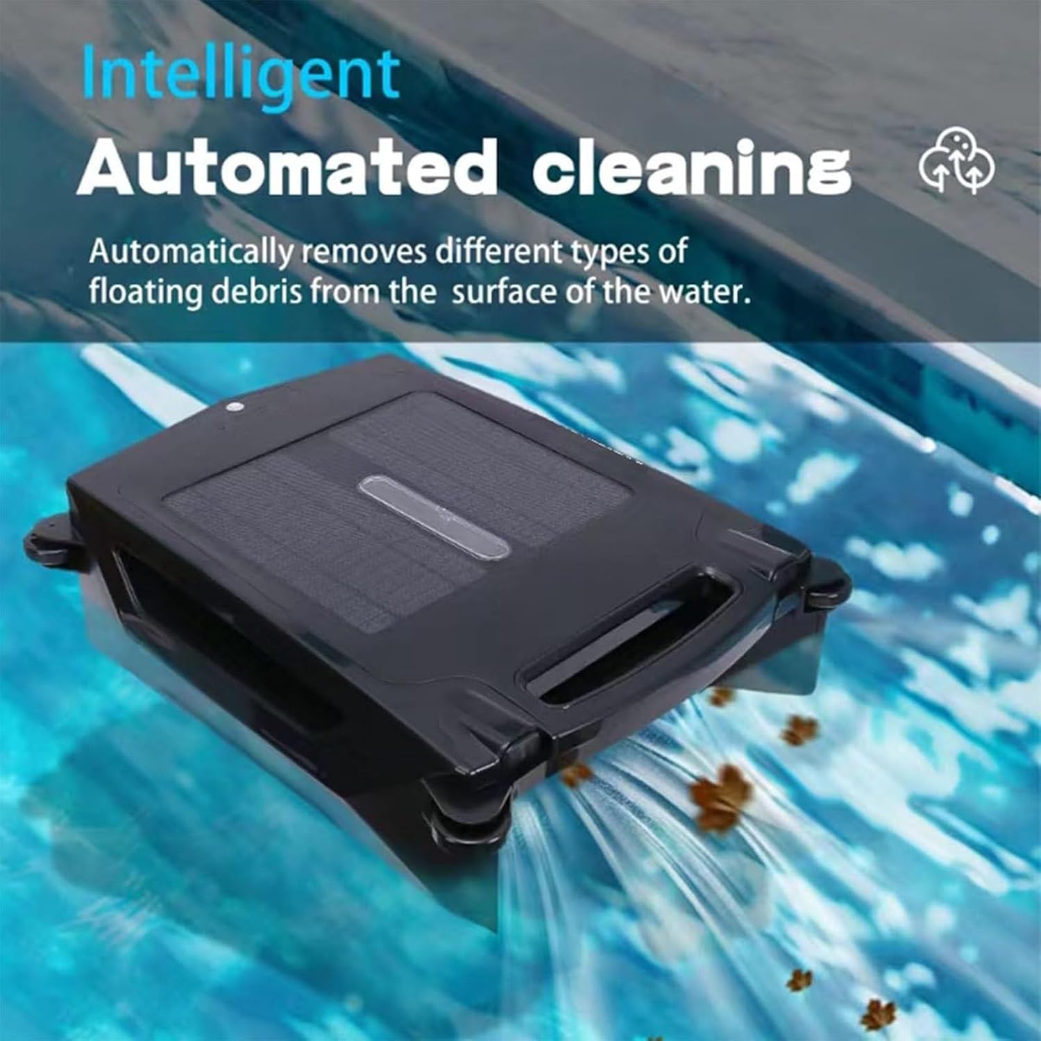 Cordless Solar Pool Cleaner Robot - Dual-Charging System (Solar+Adapter)|24H Continuous Cleaning|AI Path Optimization|Anti-Jam Brush System for Leaves/Pollen,for All Types of Swimming Pools